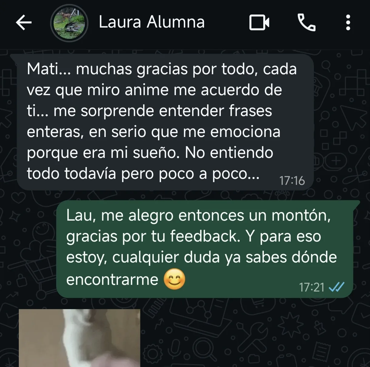 Captura del mensaje original de Laura