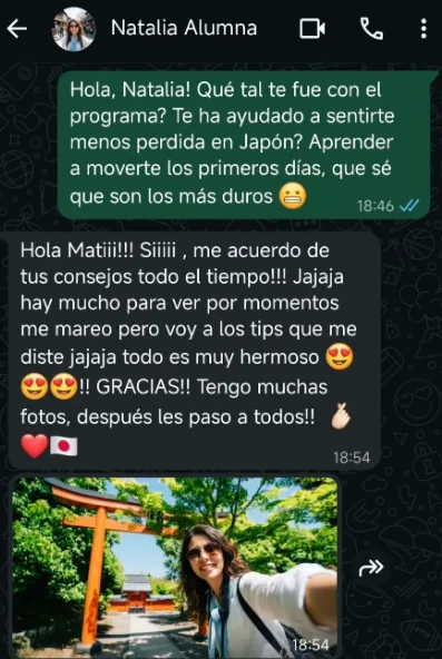 Captura del mensaje original de Natalia