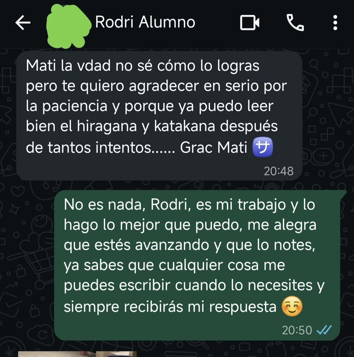 Captura del mensaje original de Rodri